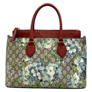Gucci GG Blooms Handbag 409534 Beige Red Multi PVC Leather